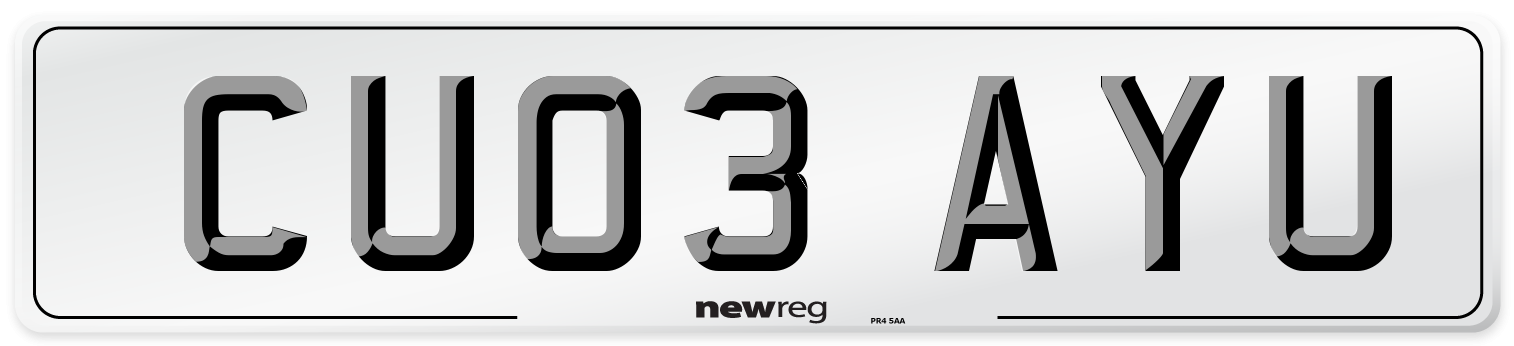 CU03 AYU Number Plate from New Reg